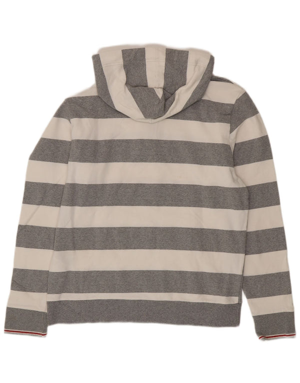 Felpa con cappuccio da donna Ellesse con collo e bottoni UK 20 2XL Cotone a righe grigie