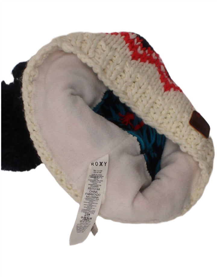 Roxy Cappello Beanie Lavorato a Maglia da Donna Taglia Unica Blu Navy Fair Isle Poliestere Invernale