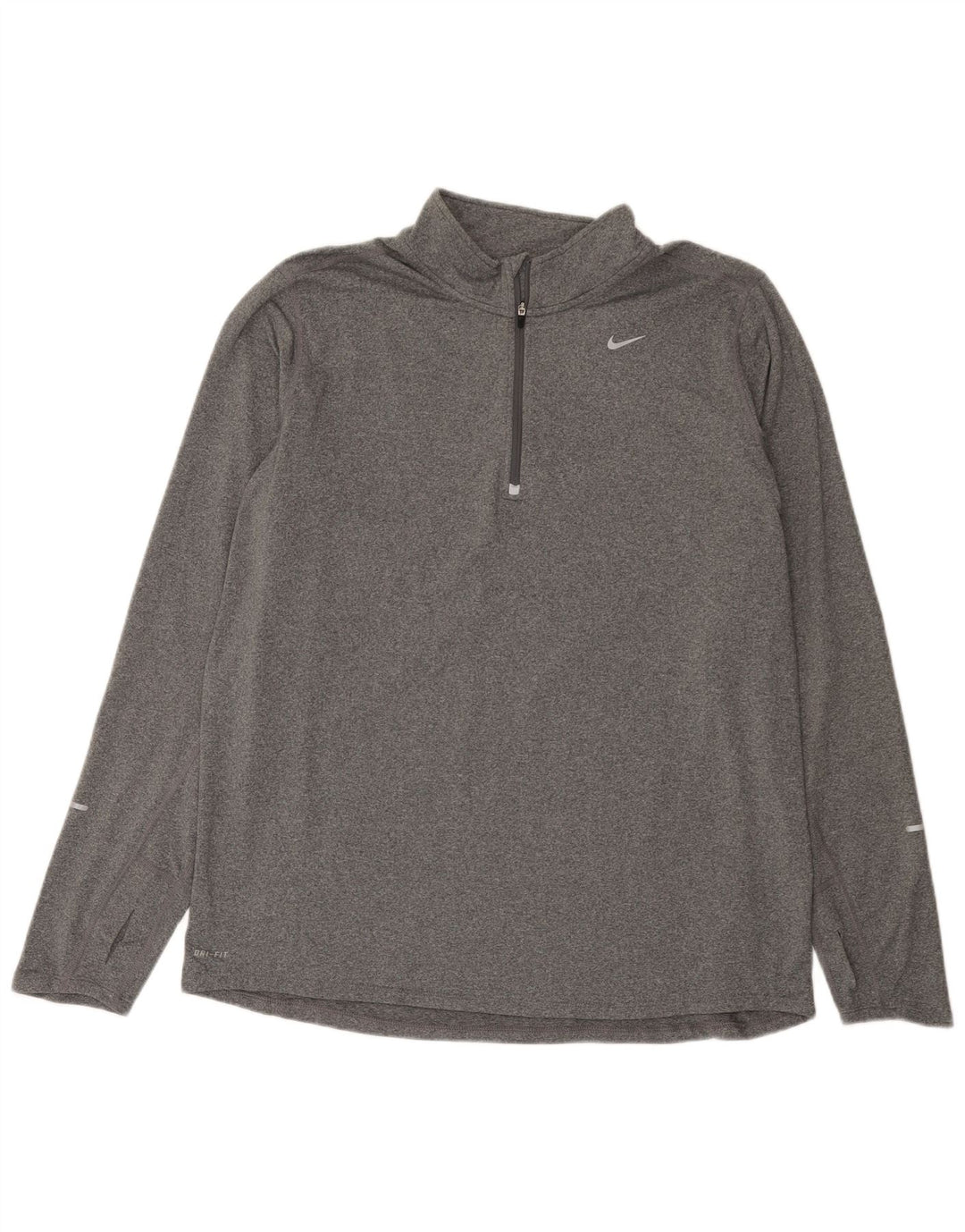 Top Nike da uomo Dri Fit con zip e collo a maniche lunghe XL in poliestere chiazzato grigio