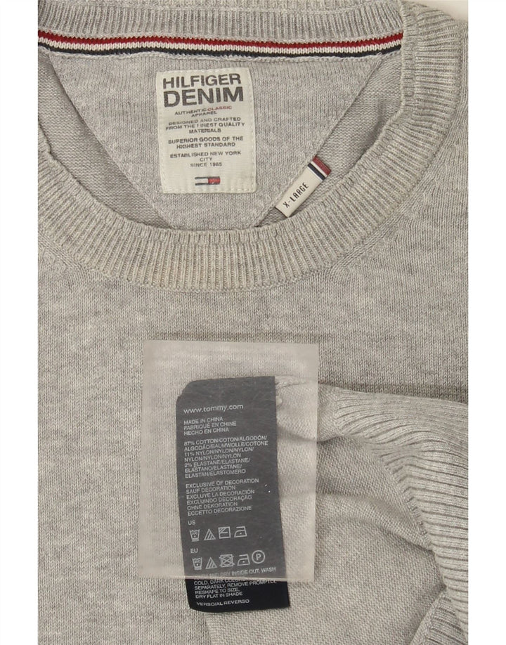 Maglione maglione girocollo da uomo Tommy Hilfiger XL in cotone grigio