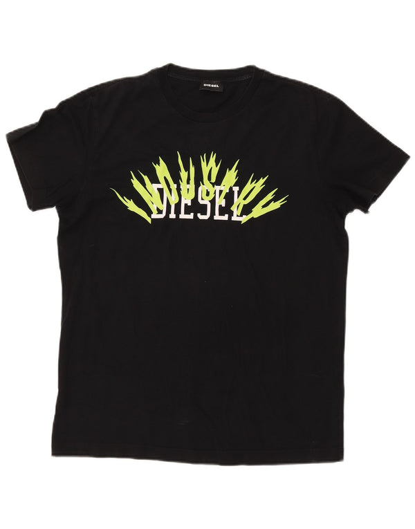 T-shirt grafica da donna DIESEL Top UK 14 cotone nero medio
