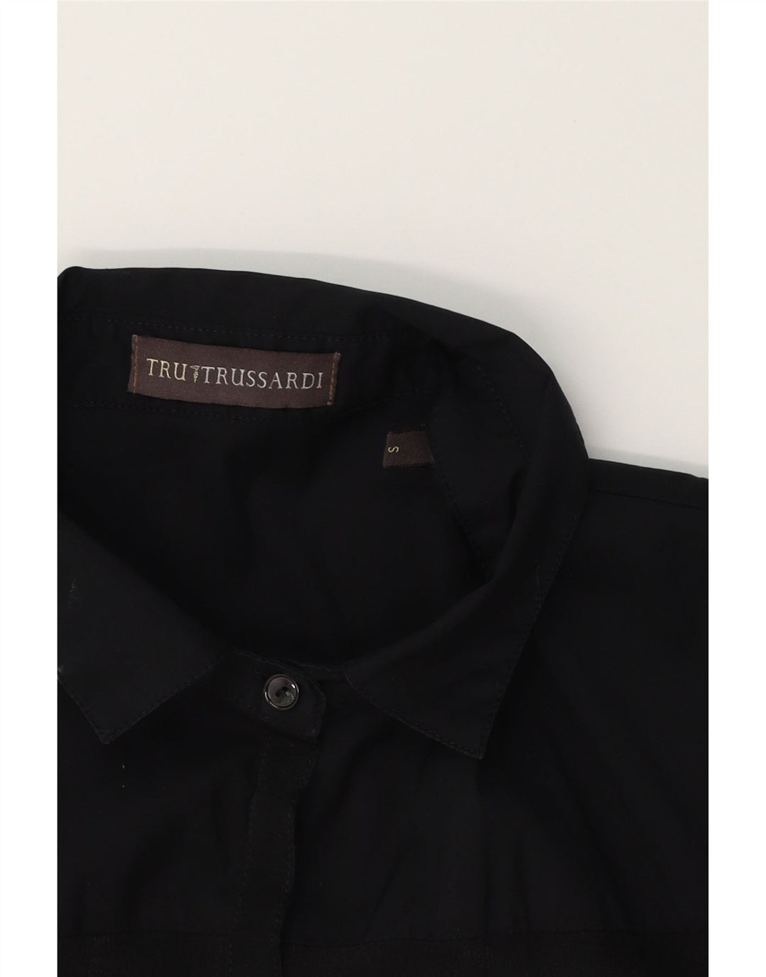 TRUSSARDI Womens Short Sleeve Shirt Blouse UK 10 Small Black Vintage Trussardi and Second-Hand Trussardi from Messina Hembry 