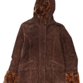 Cappotto Donna Conbipel in Pelle Scamosciata con Cappuccio IT 44 Pelle Marrone Medio