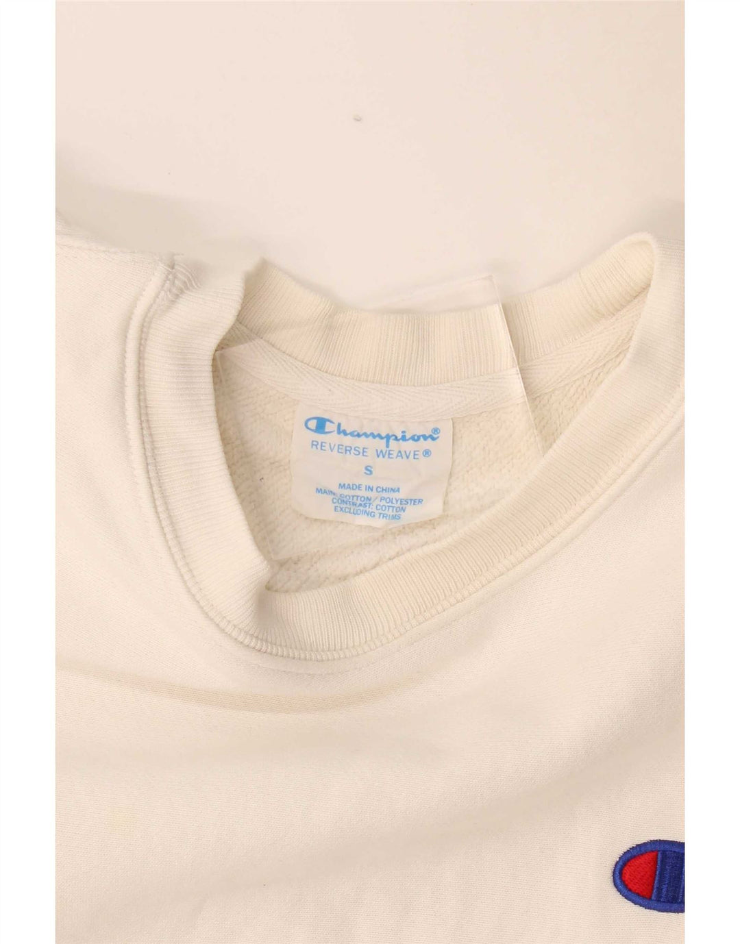 Felpa Champion da uomo con trama inversa, maglione piccolo in cotone bianco
