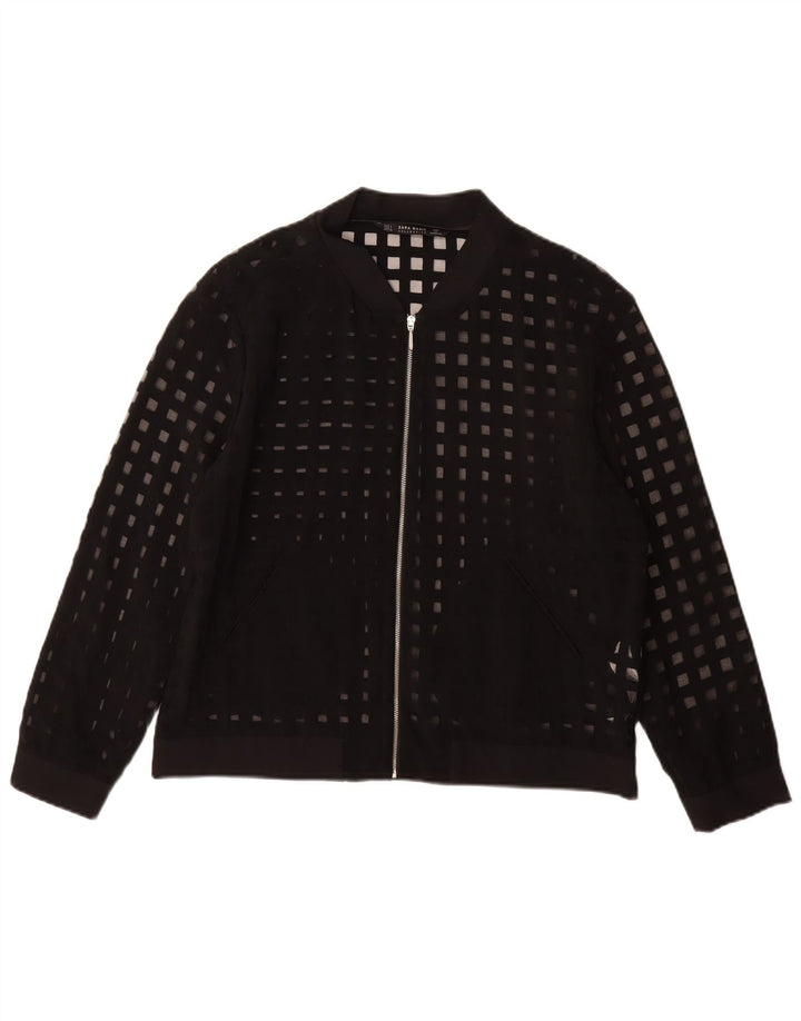 Giubbotto bomber trasparente da donna Zara UK 16 grande viscosa geometrica nera