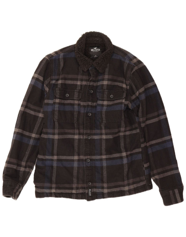 Giacca Sherpa da uomo Hollister UK 36 Small Black Check Cotton