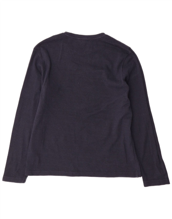 Guess Top grafico da uomo a maniche lunghe grande in cotone blu navy