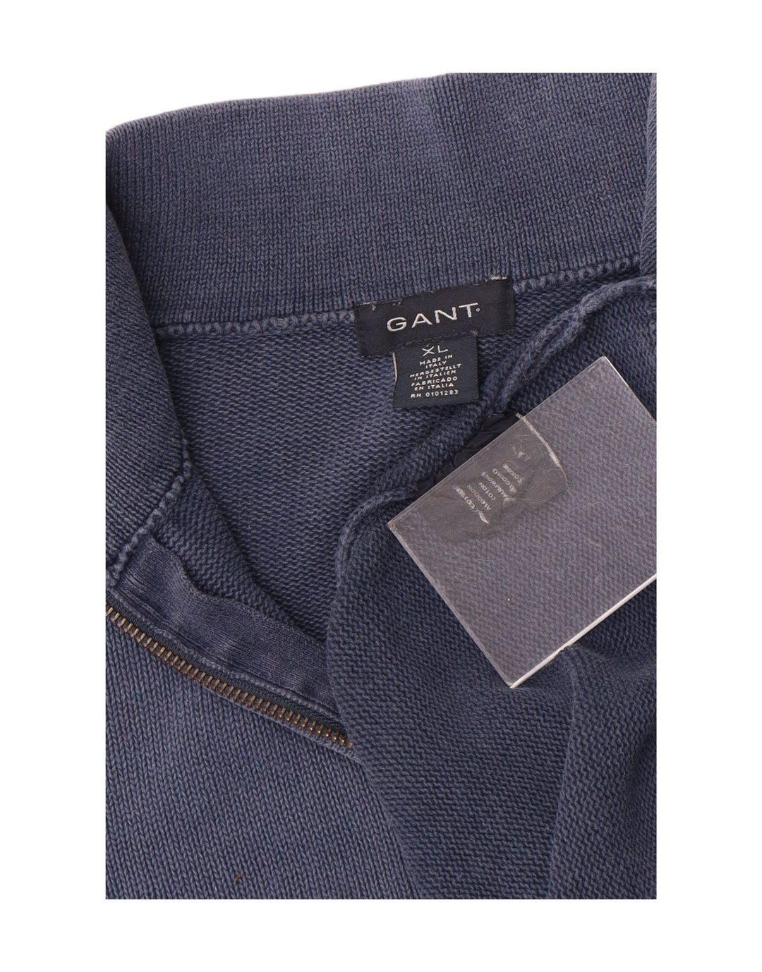 Gant Maglione da uomo con zip e collo XL in cotone blu navy