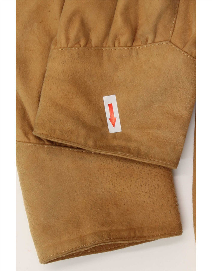 Giacca vintage da donna in pelle scamosciata IT 44 Beige medio