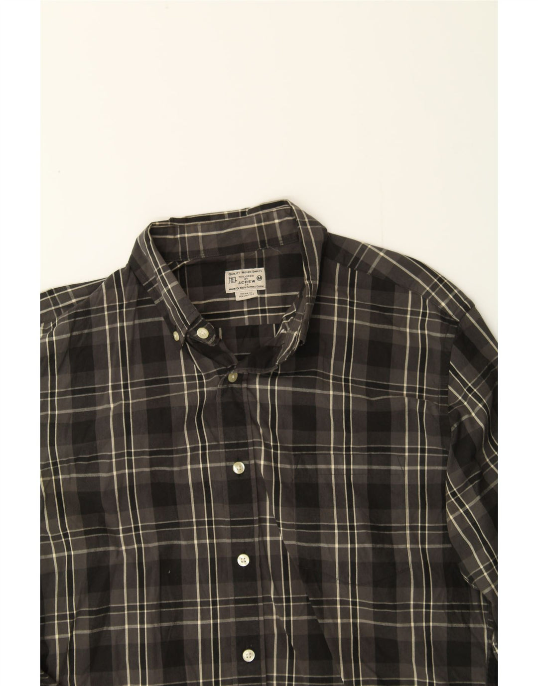 J. CREW Mens Shirt Medium Grey Check Cotton Vintage J. Crew and Second-Hand J. Crew from Messina Hembry 