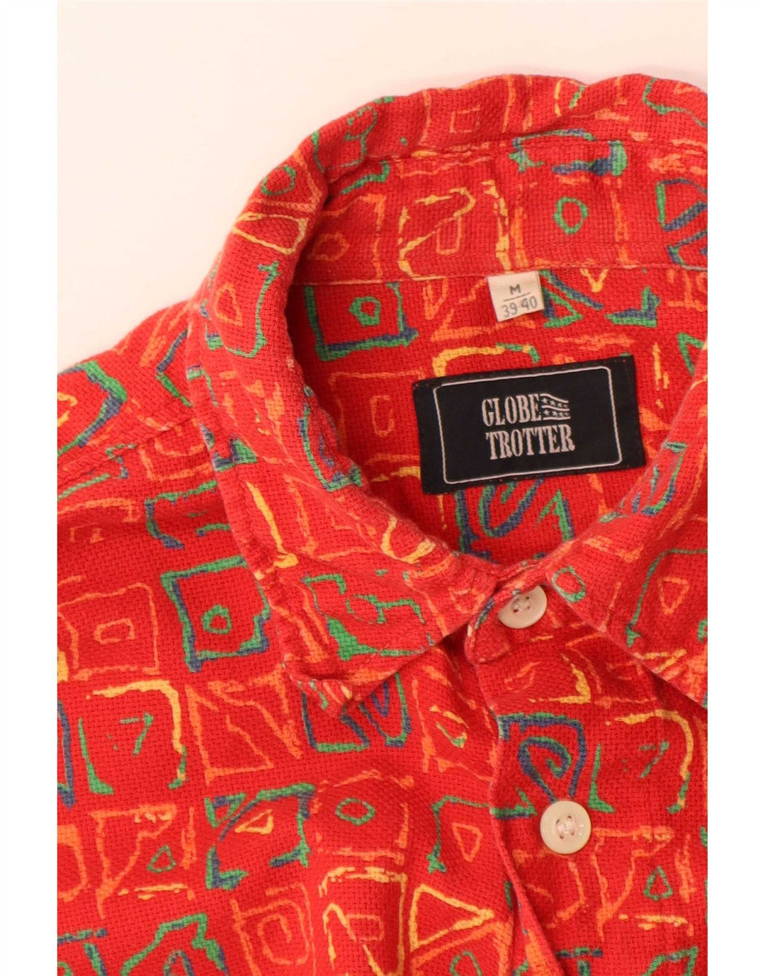 Camicia a maniche corte da uomo Globe Trotter taglia 39/40 rosso medio geometrico