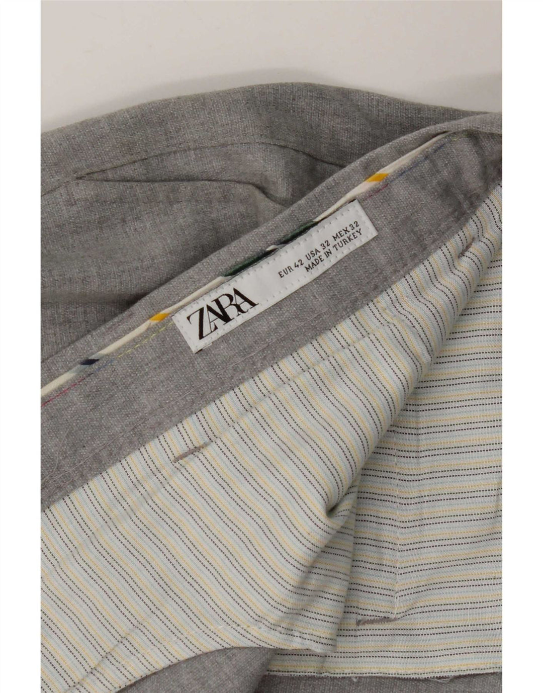 Pantaloni da abito slim da uomo Zara EU 42 Large W32 L28 Grigio