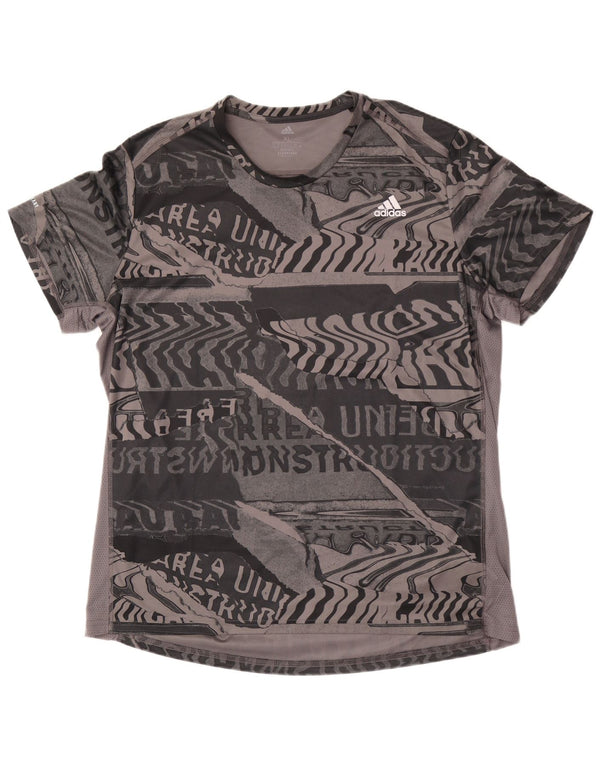 T-shirt grafica da uomo Adidas Aeroready Top XL poliestere geometrico grigio