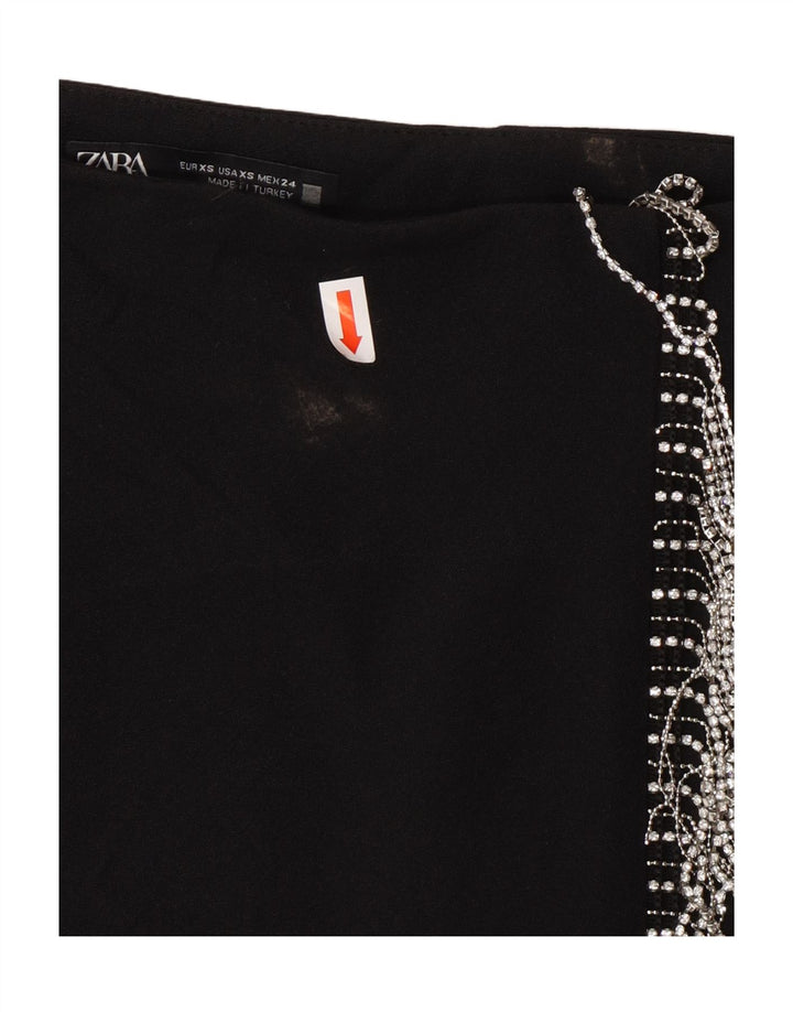 ZARA Womens Wrap Skirt XS W24 Black Polyester Vintage Zara and Second-Hand Zara from Messina Hembry 
