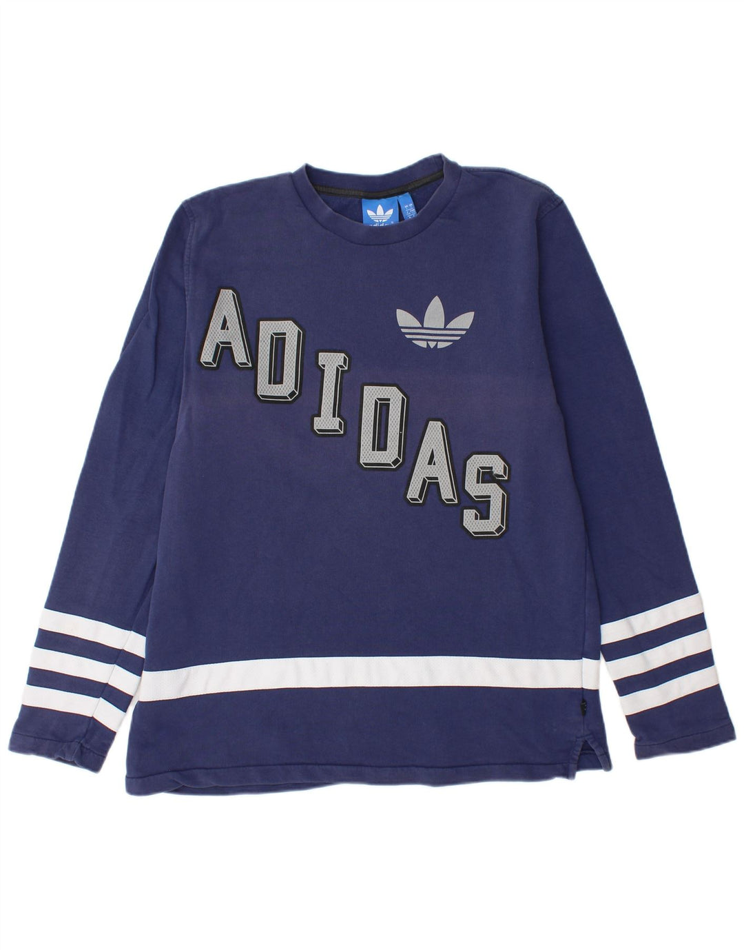 Felpa grafica da uomo ADIDAS, maglione grande, cotone color block blu navy