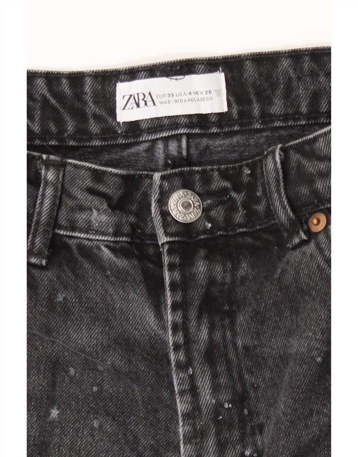 Pantaloncini in denim invecchiato da donna Zara EU 36 XS W26 neri