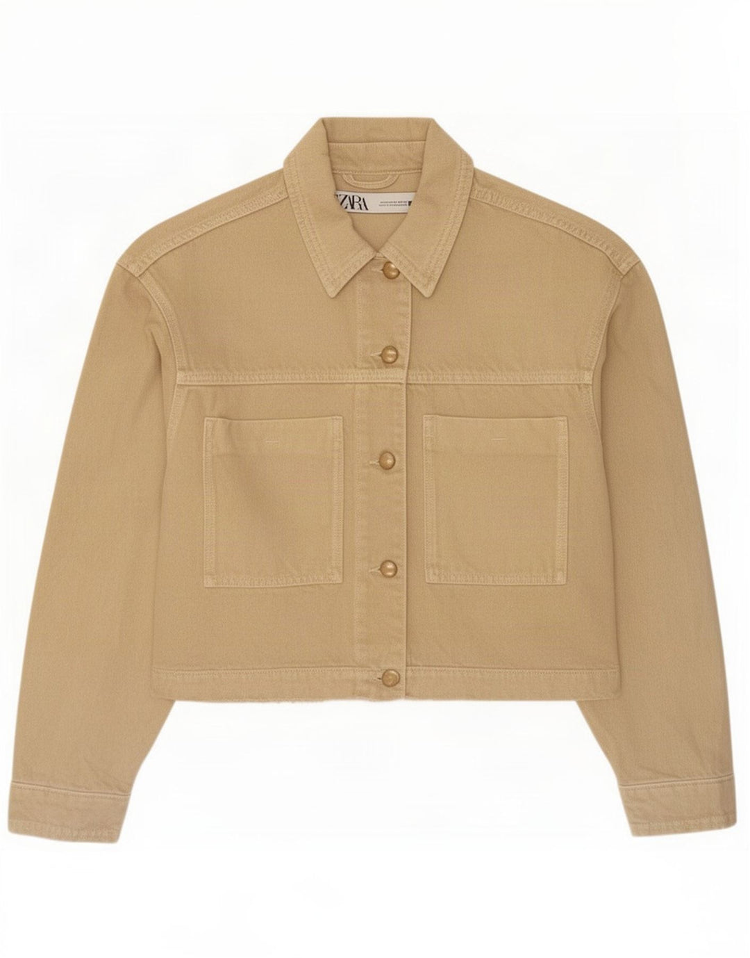 Giacca corta in denim da donna Zara UK 14 Beige medio