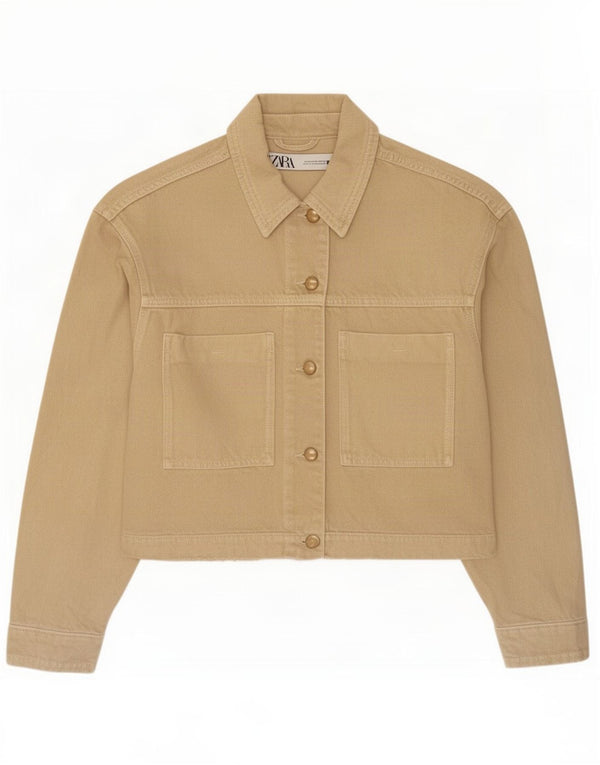 Giacca corta in denim da donna Zara UK 14 Beige medio