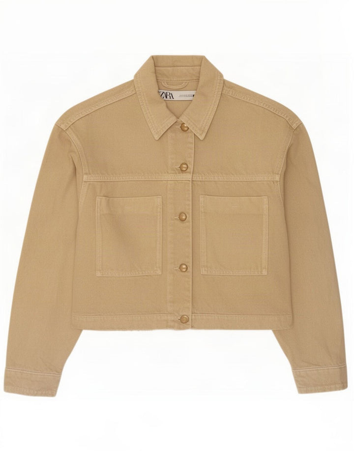 Giacca corta in denim da donna Zara UK 14 Beige medio
