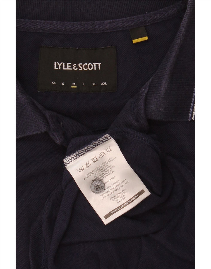Polo da uomo a manica lunga Lyle & Scott in cotone blu navy medio
