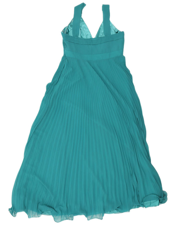 Abito lungo senza maniche da donna Monsoon UK 14 Grande poliestere gessato verde
