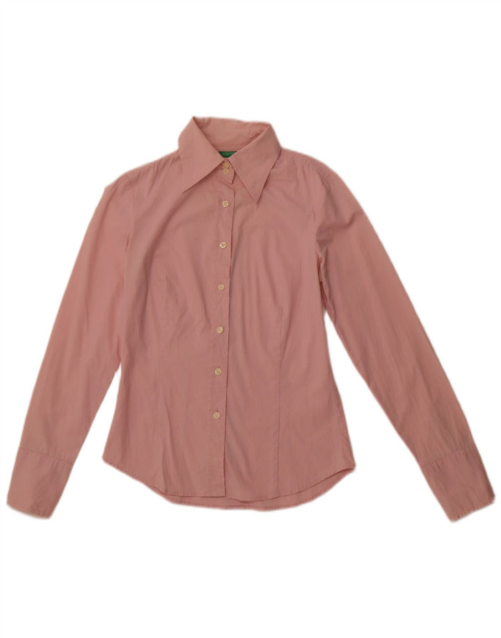 Camicia da donna BENETTON UK 10 piccola in cotone rosa