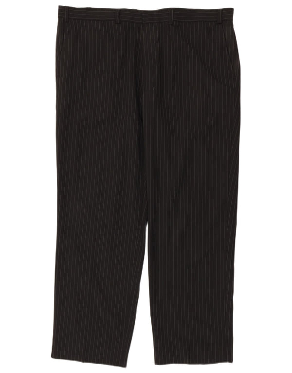 Pantaloni da abito dritti da uomo Marks & Spencer W40 L29 gessati neri