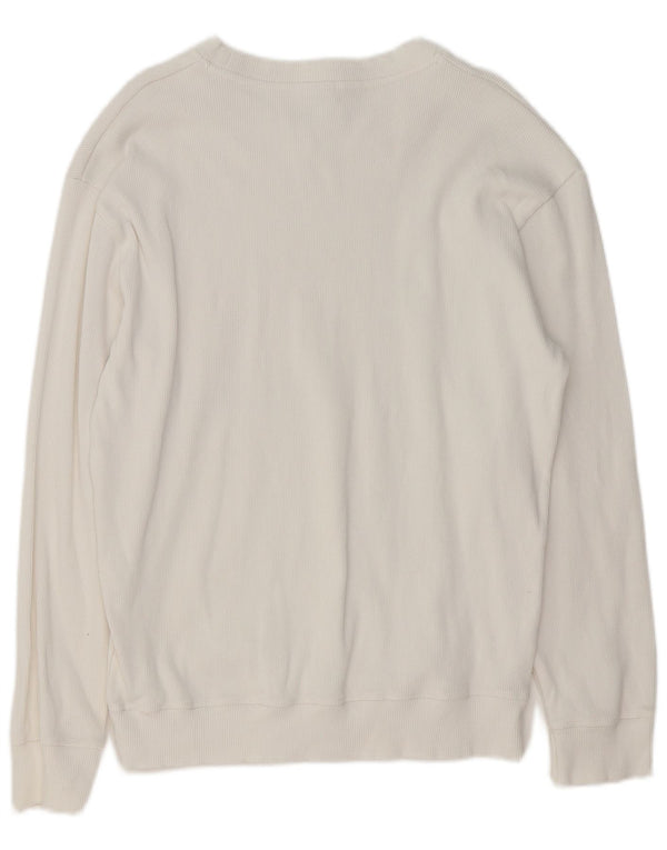 Maglione Zara da uomo con scollo a barchetta, grande, in cotone bianco