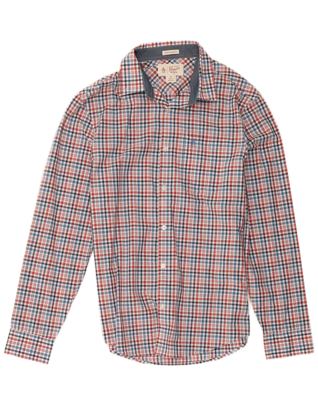 Penguin Camicia da uomo Heritage slim fit in cotone a quadri multicolore medio