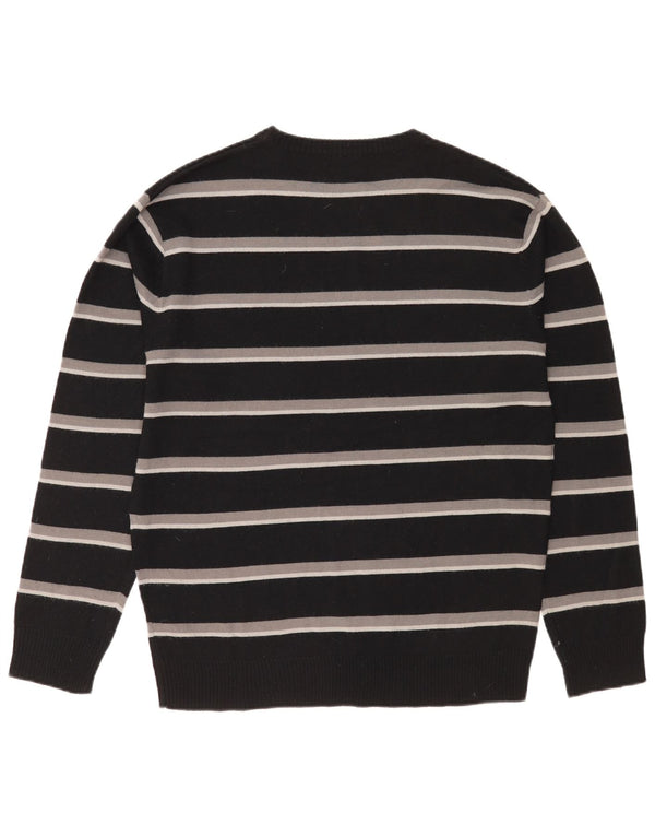 Pierre Cardin Maglione girocollo da uomo maglione grande acrilico a righe nere