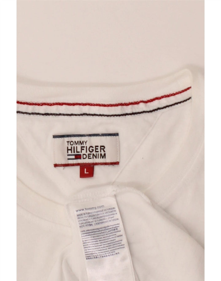 TOMMY HILFIGER Mens T-Shirt Top Large White Cotton