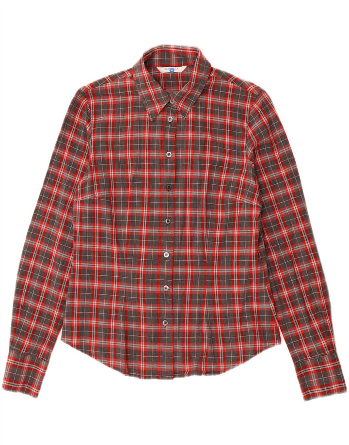MARELLA Womens Flannel Shirt IT 42 Medium Grey Check Cotton Vintage Marella and Second-Hand Marella from Messina Hembry 