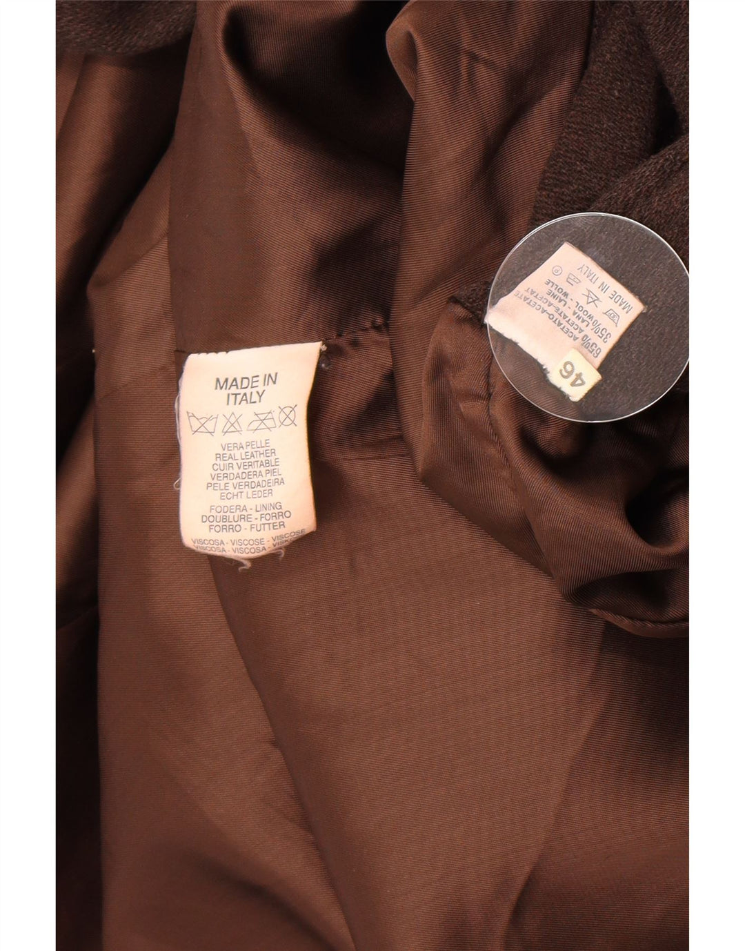 Cappotto in pelle vintage da donna IT 46 grande in pelle marrone