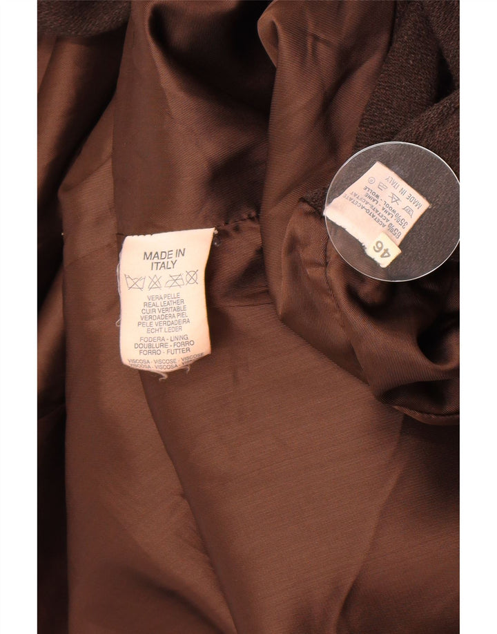 Cappotto in pelle vintage da donna IT 46 grande in pelle marrone