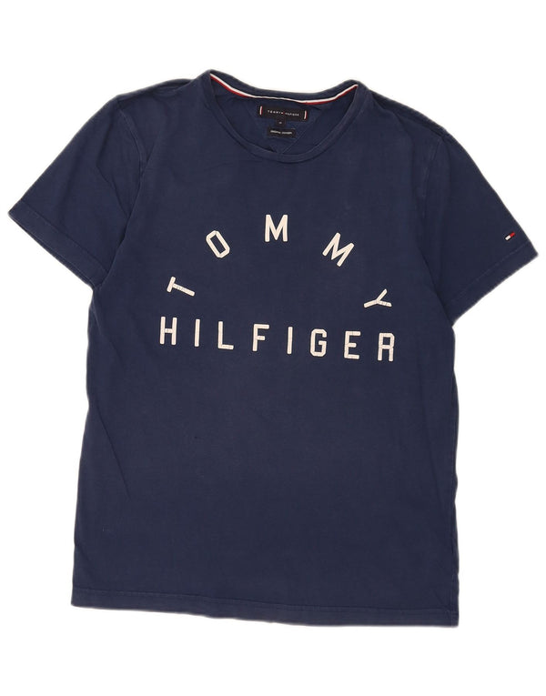 T-shirt grafica da uomo Tommy Hilfiger Top in cotone blu navy medio