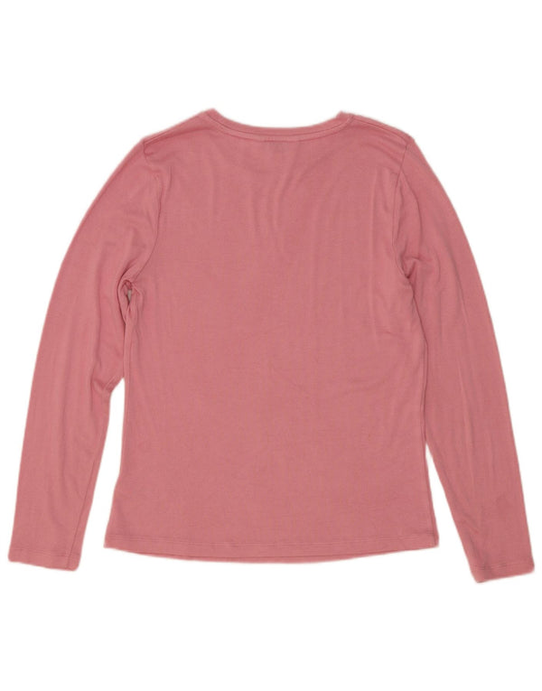 Marks & Spencer Top da donna a maniche lunghe UK 12 Viscosa rosa medio