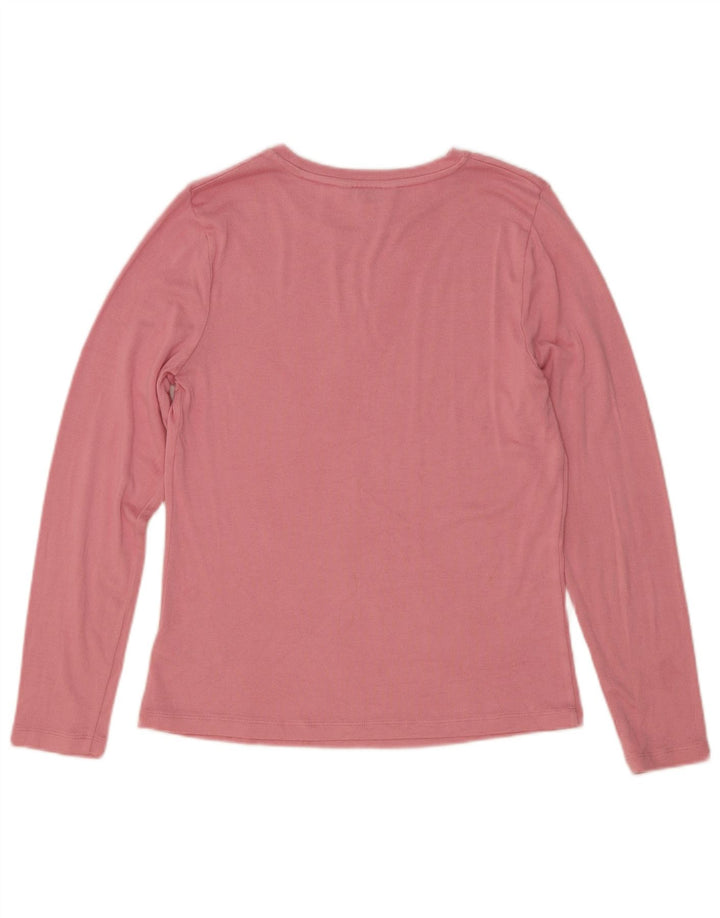 Marks & Spencer Top da donna a maniche lunghe UK 12 Viscosa rosa medio