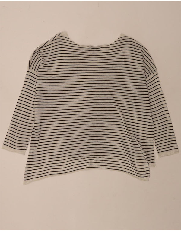 Top Zara da donna oversize con maniche a 3/4 UK 10 piccolo in poliestere a righe bianche