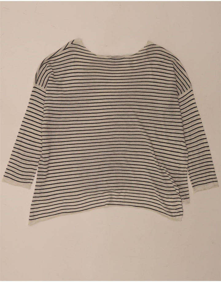 Top Zara da donna oversize con maniche a 3/4 UK 10 piccolo in poliestere a righe bianche