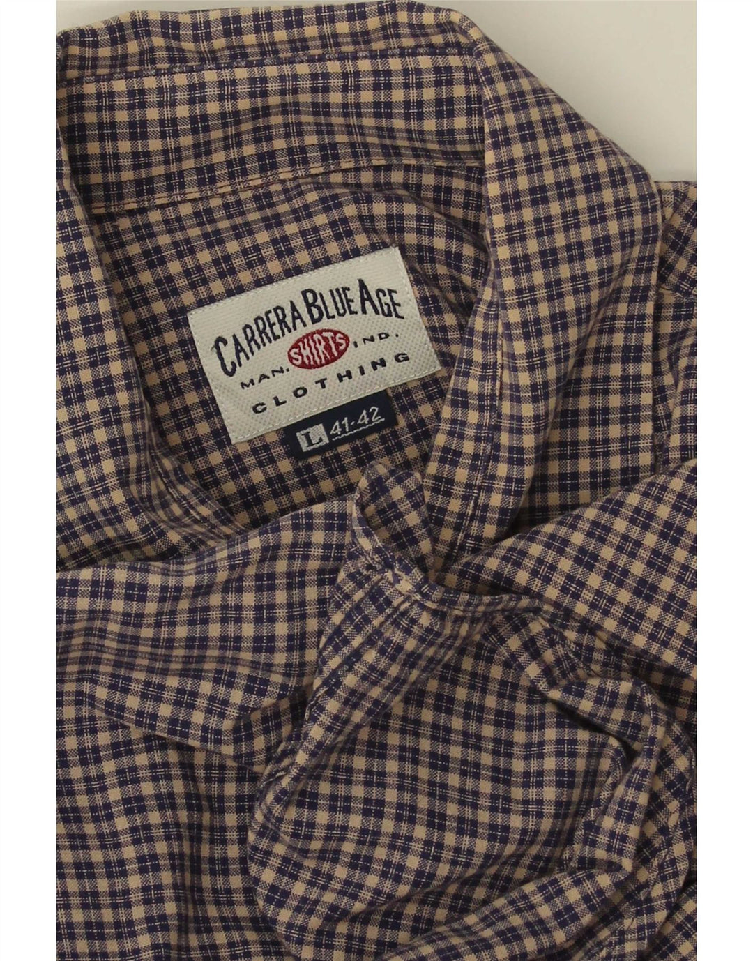 Camicia da uomo in flanella Carrera taglia 41/42 grande quadretto blu navy