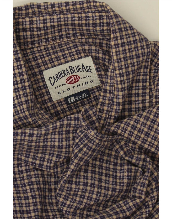 Camicia da uomo in flanella Carrera taglia 41/42 grande quadretto blu navy