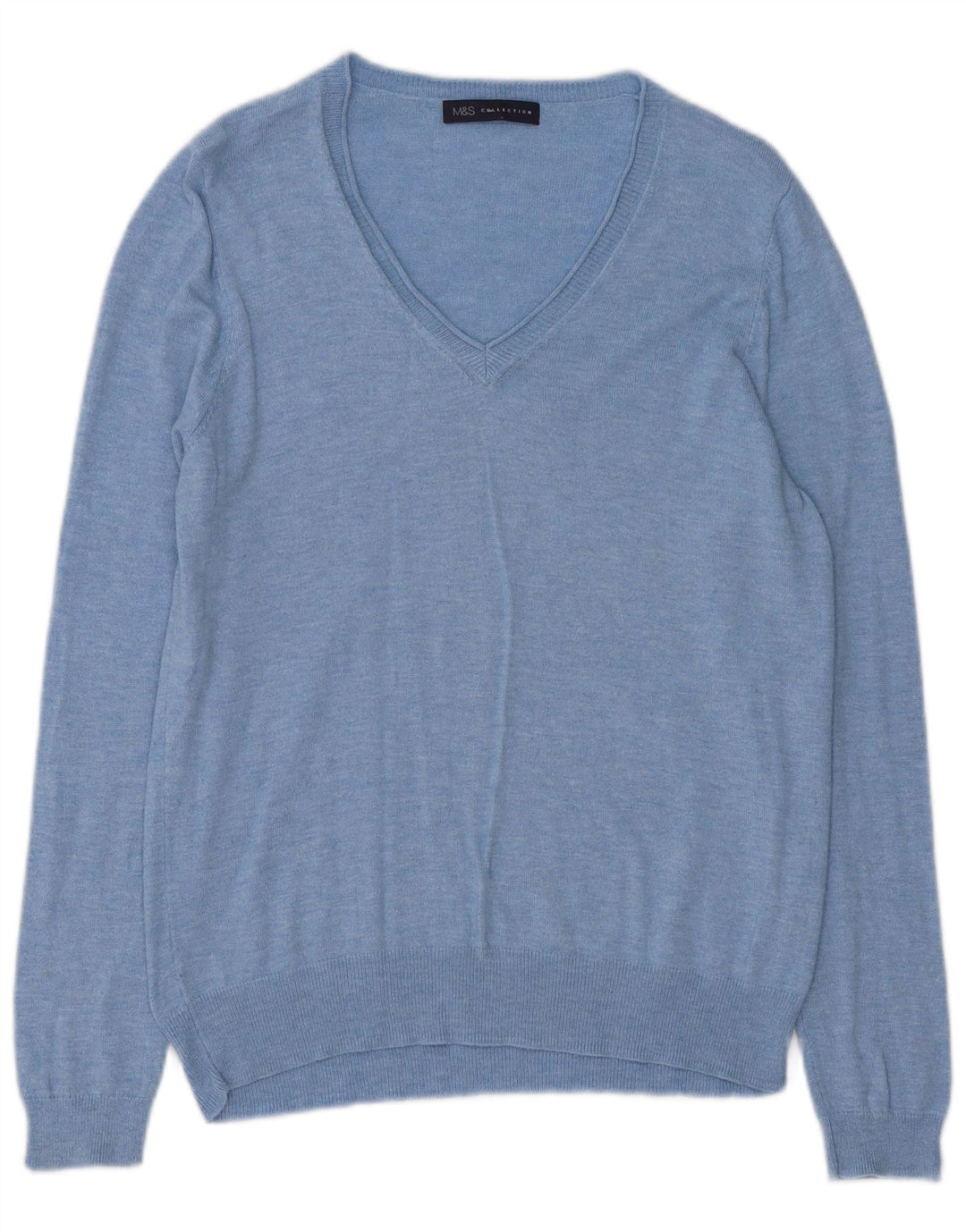 Maglione maglione con scollo a V da donna Marks & Spencer UK 14 Blu medio