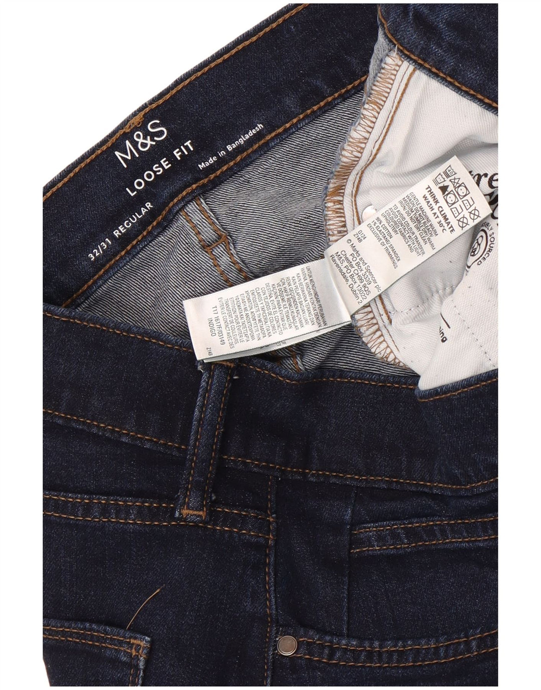 Jeans larghi da uomo Marks & Spencer W32 L27 cotone blu navy