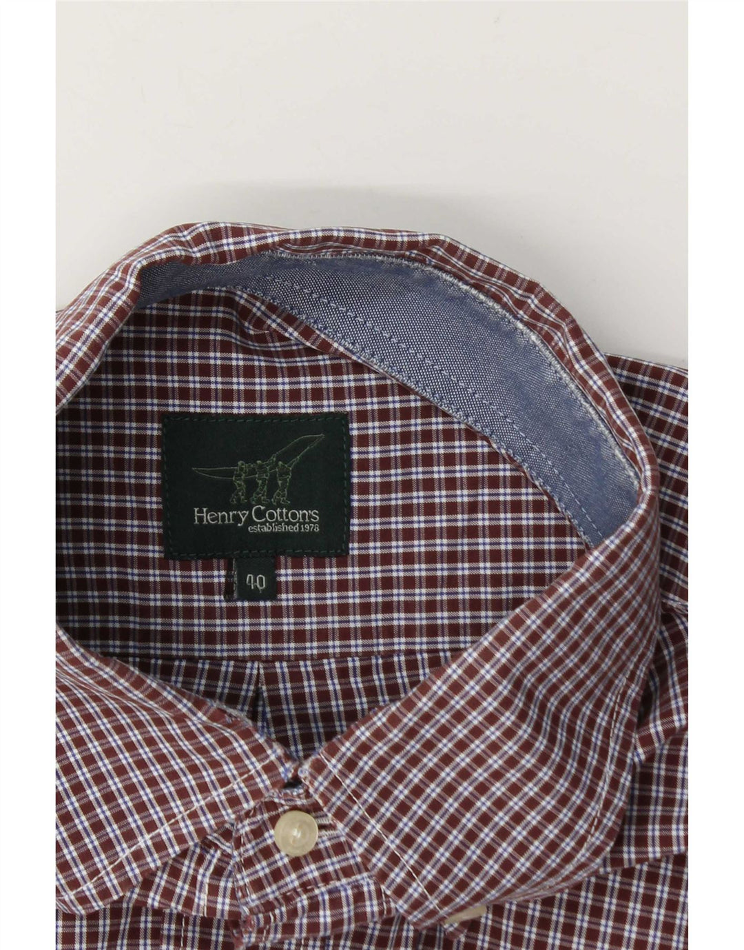 Camicia a maniche corte da uomo Henry Cottons taglia 40 a quadri marrone medio