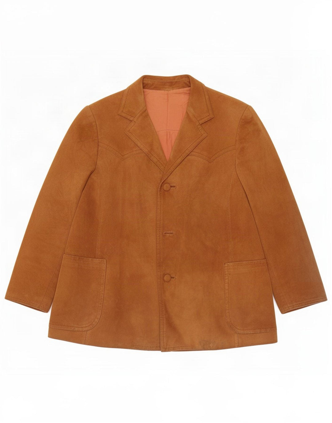 Giacca blazer vintage in pelle scamosciata da uomo a 2 bottoni UK 40 grande in pelle marrone