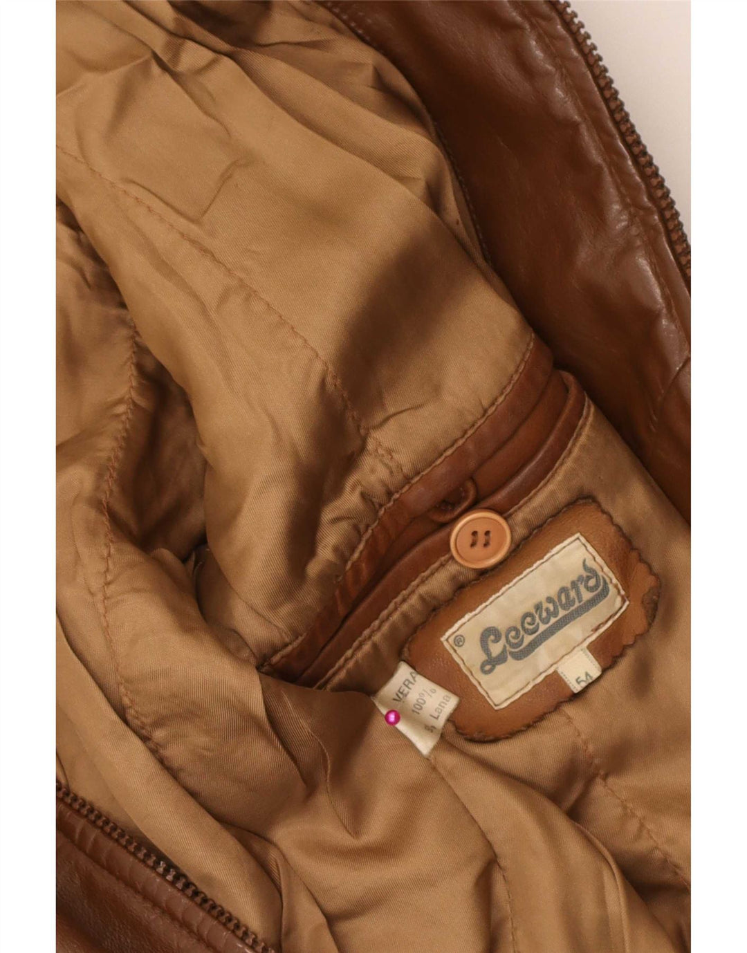 Giacca in pelle vintage da uomo IT 54 XL Marrone