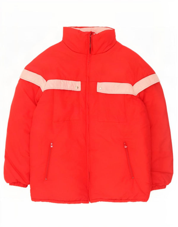 Giacca imbottita con cappuccio vintage da uomo IT 52 XL Poliammide color block rosso