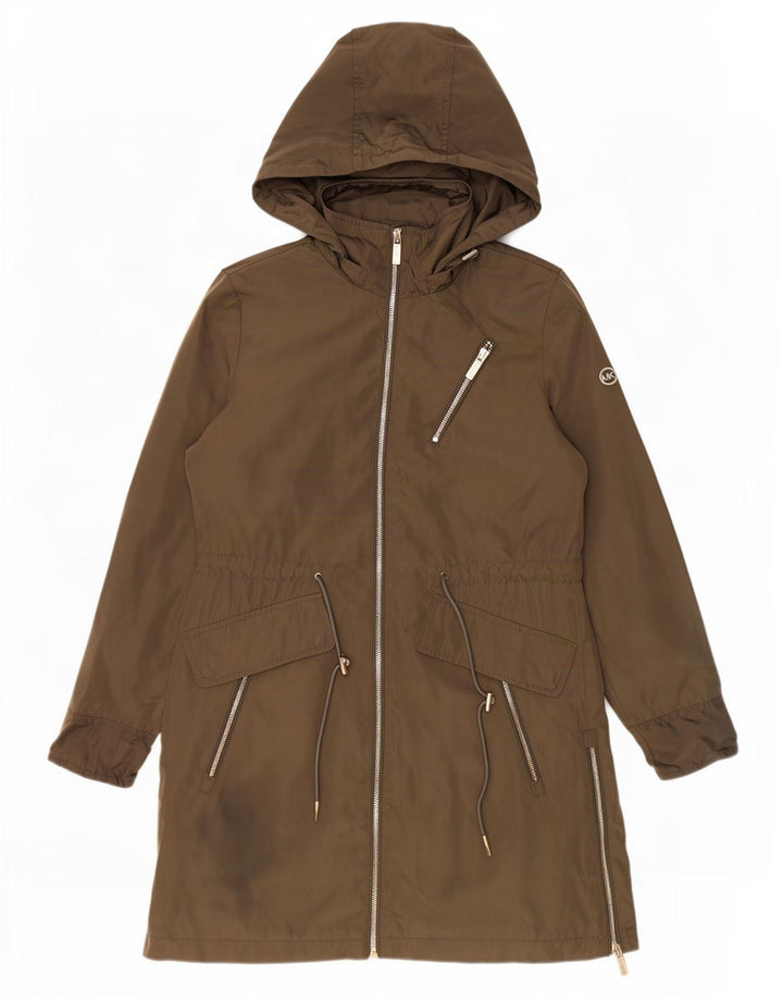 Michael Kors Giacca Parka con cappuccio grafico oversize da donna UK 10 Small Khaki