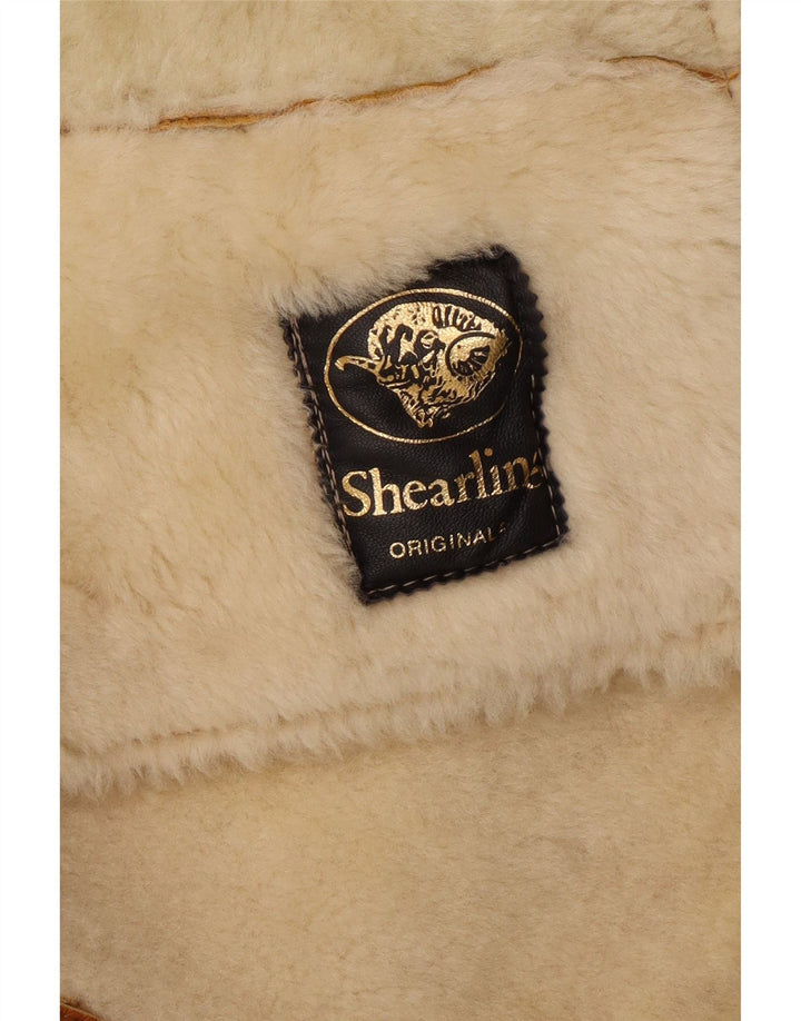 Giacca in shearling vintage da donna UK 18 XL Shearling marrone