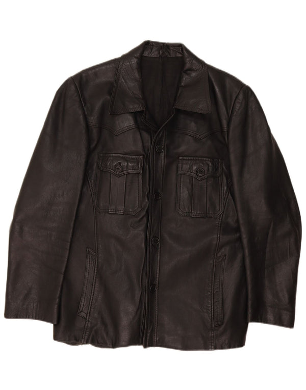 Giacca in pelle vintage da uomo EU 51 grande in pelle nera